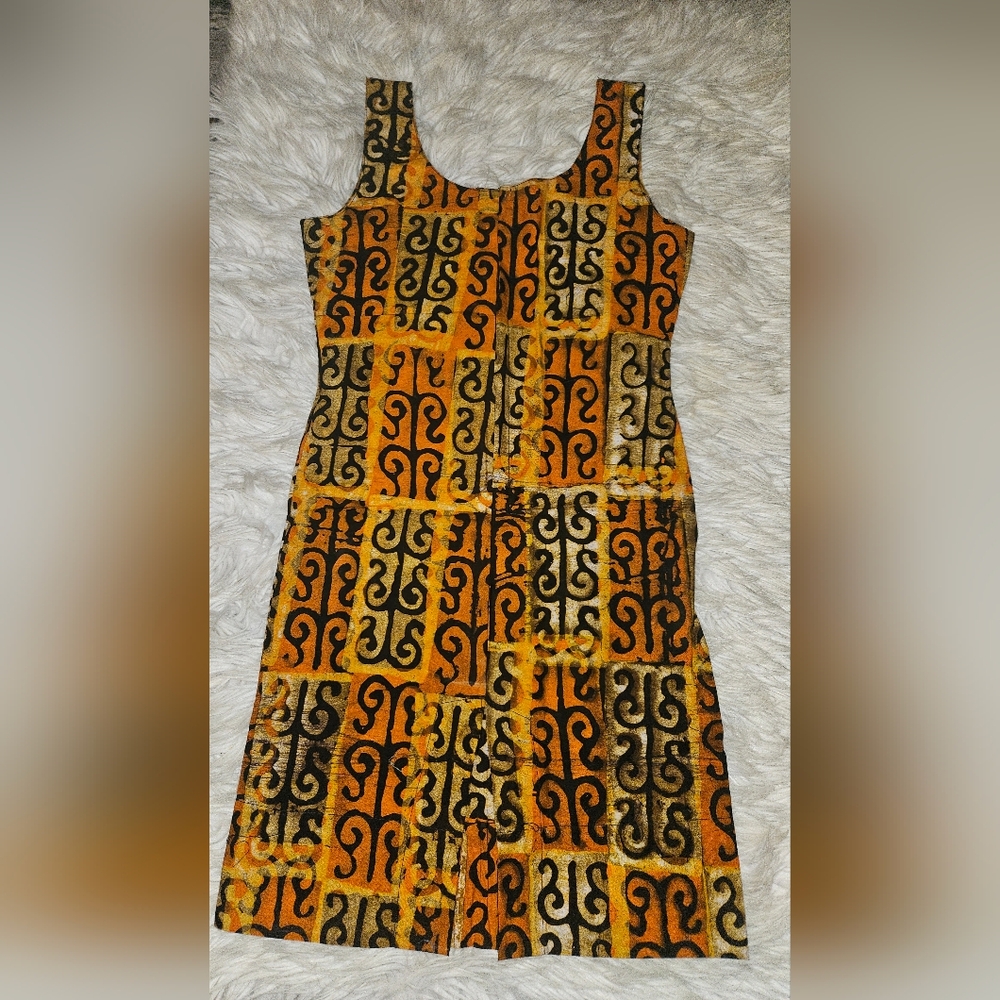 Vintage Handmade-Style African Print Patchwork Sleeveless Dress – Medium - Picture 5 of 5